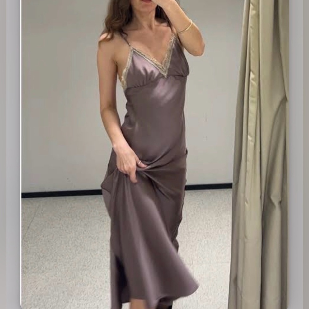 ZARA Lace -trimmed Satin Slip Dress, NWT XXL - Picture 10 of 16